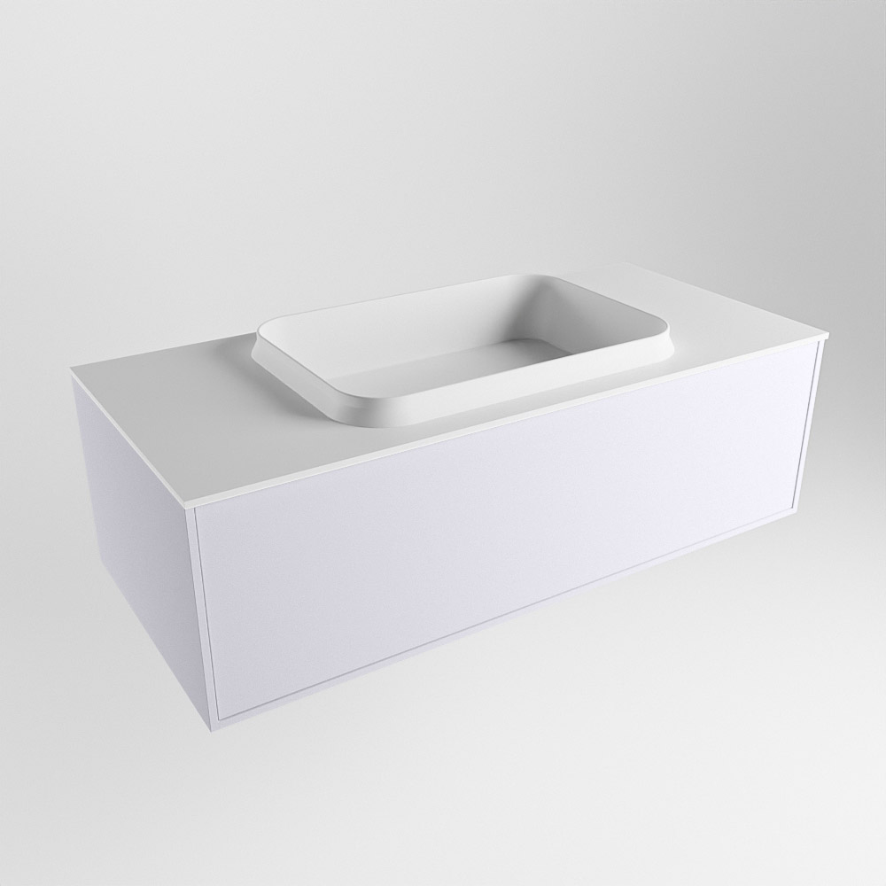 MONDIAZ ERIN 100cm mueble de baño color Cale 1 cajón. Lavabo RIDGE Centro 1 orificio color Talc. 4 MONDIAZ ERIN 100cm mueble de baño color Cale 1 cajón. Lavabo RIDGE Centro 1 orificio color Talc. - Imagen 4
