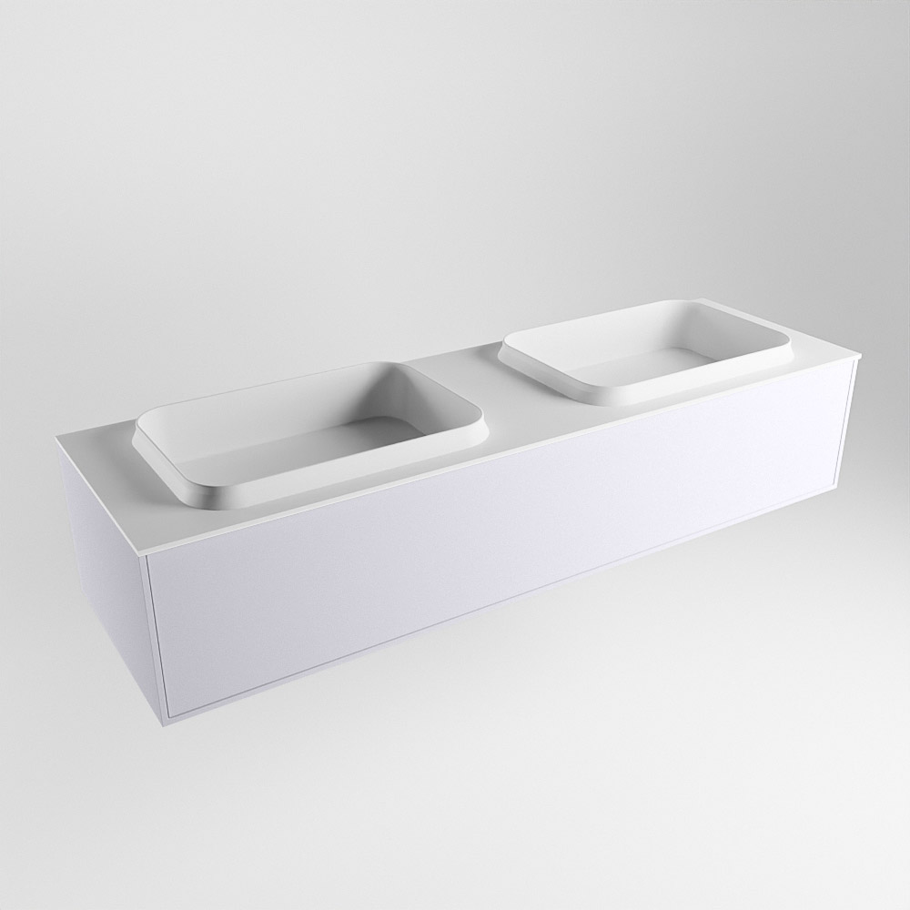 MONDIAZ ERIN 150cm mueble de baño color Cale 1 cajón. Lavabo RIDGE Doble 2 orificios color Talc. 4 MONDIAZ ERIN 150cm mueble de baño color Cale 1 cajón. Lavabo RIDGE Doble 2 orificios color Talc. - Imagen 4