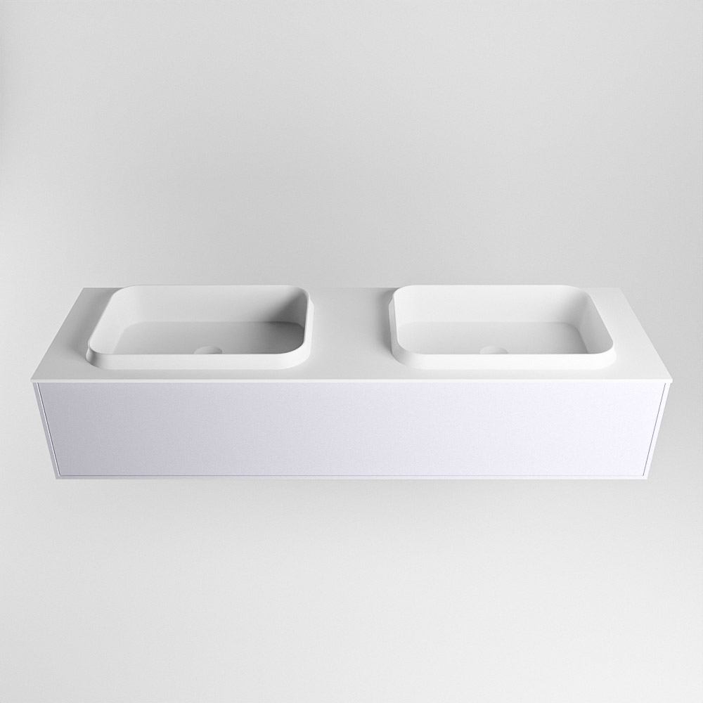 MONDIAZ ERIN 150cm mueble de baño color Cale 1 cajón. Lavabo RIDGE Doble 2 orificios color Talc. 5 MONDIAZ ERIN 150cm mueble de baño color Cale 1 cajón. Lavabo RIDGE Doble 2 orificios color Talc. - Imagen 5