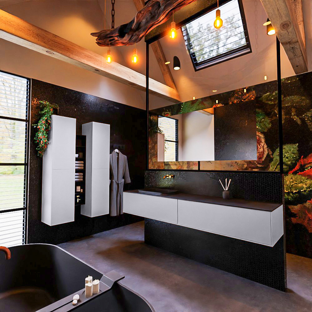 MONDIAZ ERIN 200cm mueble de baño color Cale 2 cajones. Lavabo RIDGE Izquierda sin orificio color Urban. 2 MONDIAZ ERIN 200cm mueble de baño color Cale 2 cajones. Lavabo RIDGE Izquierda sin orificio color Urban. - Imagen 2