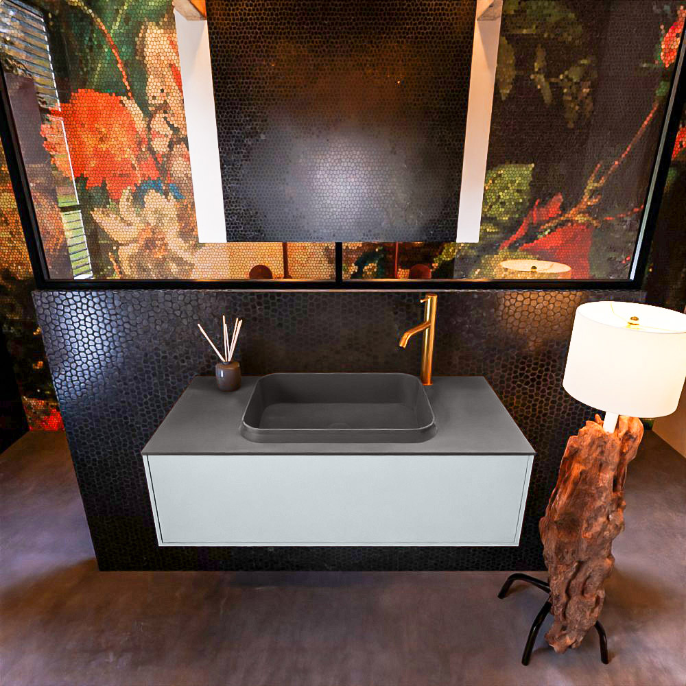 MONDIAZ ERIN 100cm mueble de baño color Clay 1 cajón. Lavabo RIDGE Centro 1 orificio color Dark Grey. 3 MONDIAZ ERIN 100cm mueble de baño color Clay 1 cajón. Lavabo RIDGE Centro 1 orificio color Dark Grey. - Imagen 3