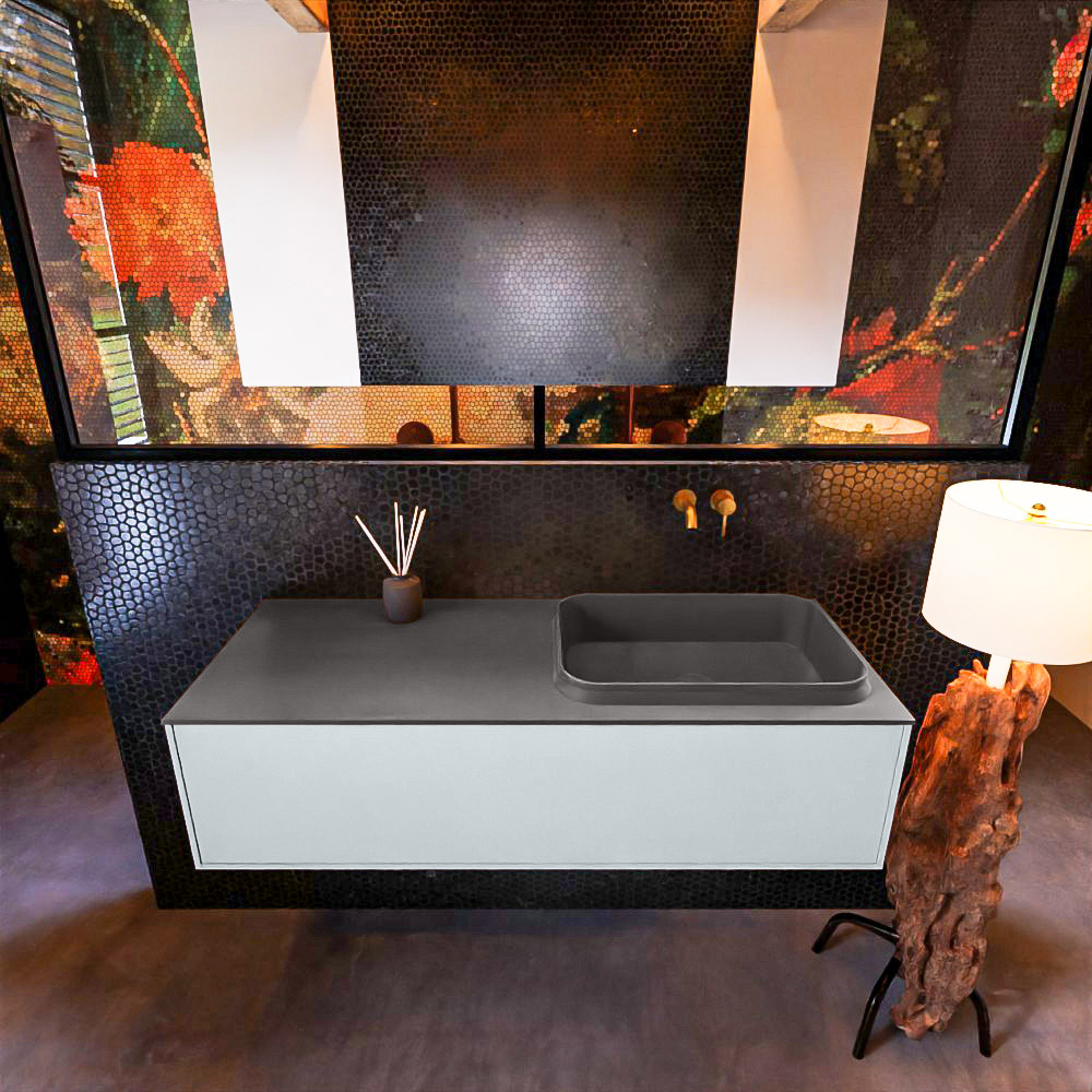 MONDIAZ ERIN 120cm mueble de baño color Clay 1 cajón. Lavabo RIDGE Derecho sin orificio color Dark Grey. 3 MONDIAZ ERIN 120cm mueble de baño color Clay 1 cajón. Lavabo RIDGE Derecho sin orificio color Dark Grey. - Imagen 3
