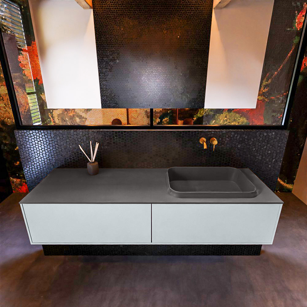 MONDIAZ ERIN 150cm mueble de baño color Clay 2 cajones. Lavabo RIDGE Derecho sin orificio color Dark Grey. 3 MONDIAZ ERIN 150cm mueble de baño color Clay 2 cajones. Lavabo RIDGE Derecho sin orificio color Dark Grey. - Imagen 3