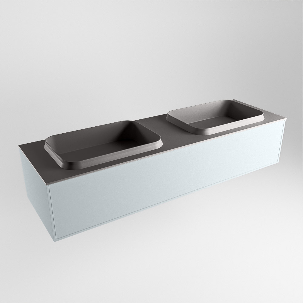 MONDIAZ ERIN 150cm mueble de baño color Clay 1 cajón. Lavabo RIDGE Doble sin orificio color Dark Grey. 4 MONDIAZ ERIN 150cm mueble de baño color Clay 1 cajón. Lavabo RIDGE Doble sin orificio color Dark Grey. - Imagen 4