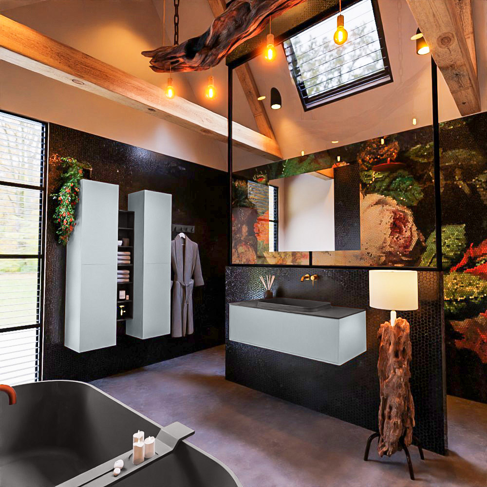 MONDIAZ ERIN 100cm mueble de baño color Clay 1 cajón. Lavabo RIDGE Centro sin orificio color Dark Grey. 2 MONDIAZ ERIN 100cm mueble de baño color Clay 1 cajón. Lavabo RIDGE Centro sin orificio color Dark Grey. - Imagen 2