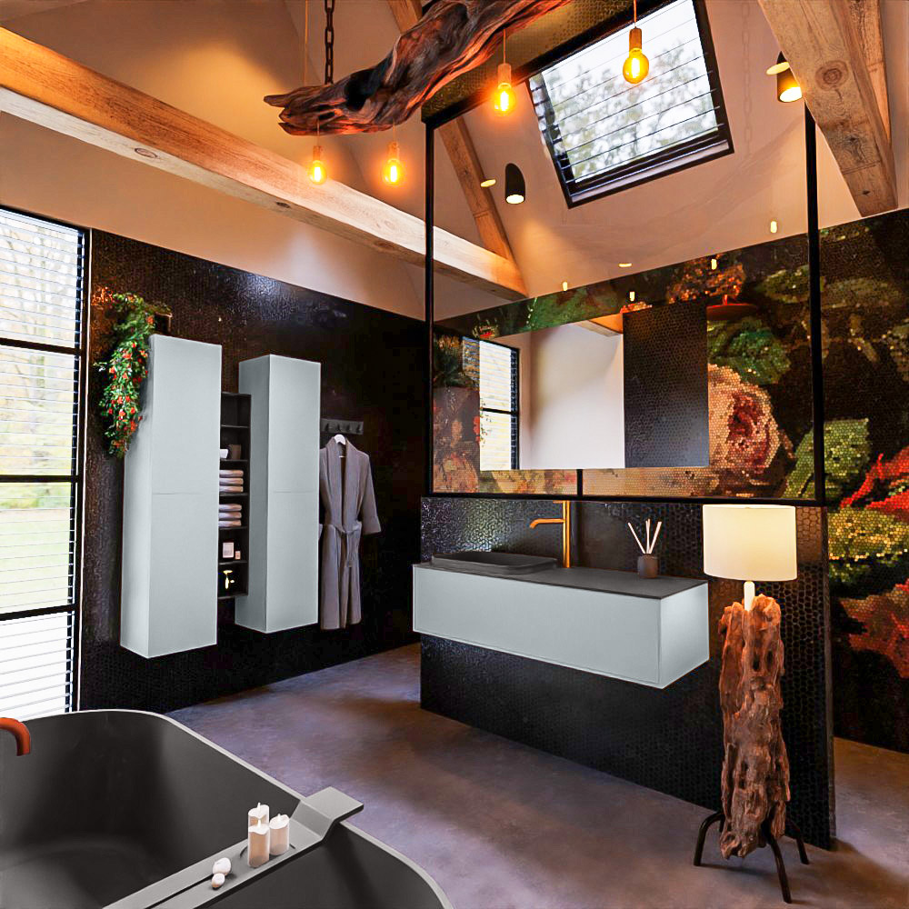 MONDIAZ ERIN 120cm mueble de baño color Clay 1 cajón. Lavabo RIDGE Izquierda 1 orificio color Dark Grey. 2 MONDIAZ ERIN 120cm mueble de baño color Clay 1 cajón. Lavabo RIDGE Izquierda 1 orificio color Dark Grey. - Imagen 2