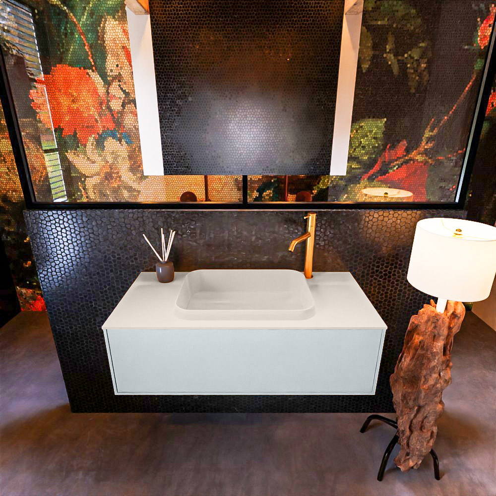 MONDIAZ ERIN 100cm mueble de baño color Clay 1 cajón. Lavabo RIDGE Centro 1 orificio color Linen. 3 MONDIAZ ERIN 100cm mueble de baño color Clay 1 cajón. Lavabo RIDGE Centro 1 orificio color Linen. - Imagen 3