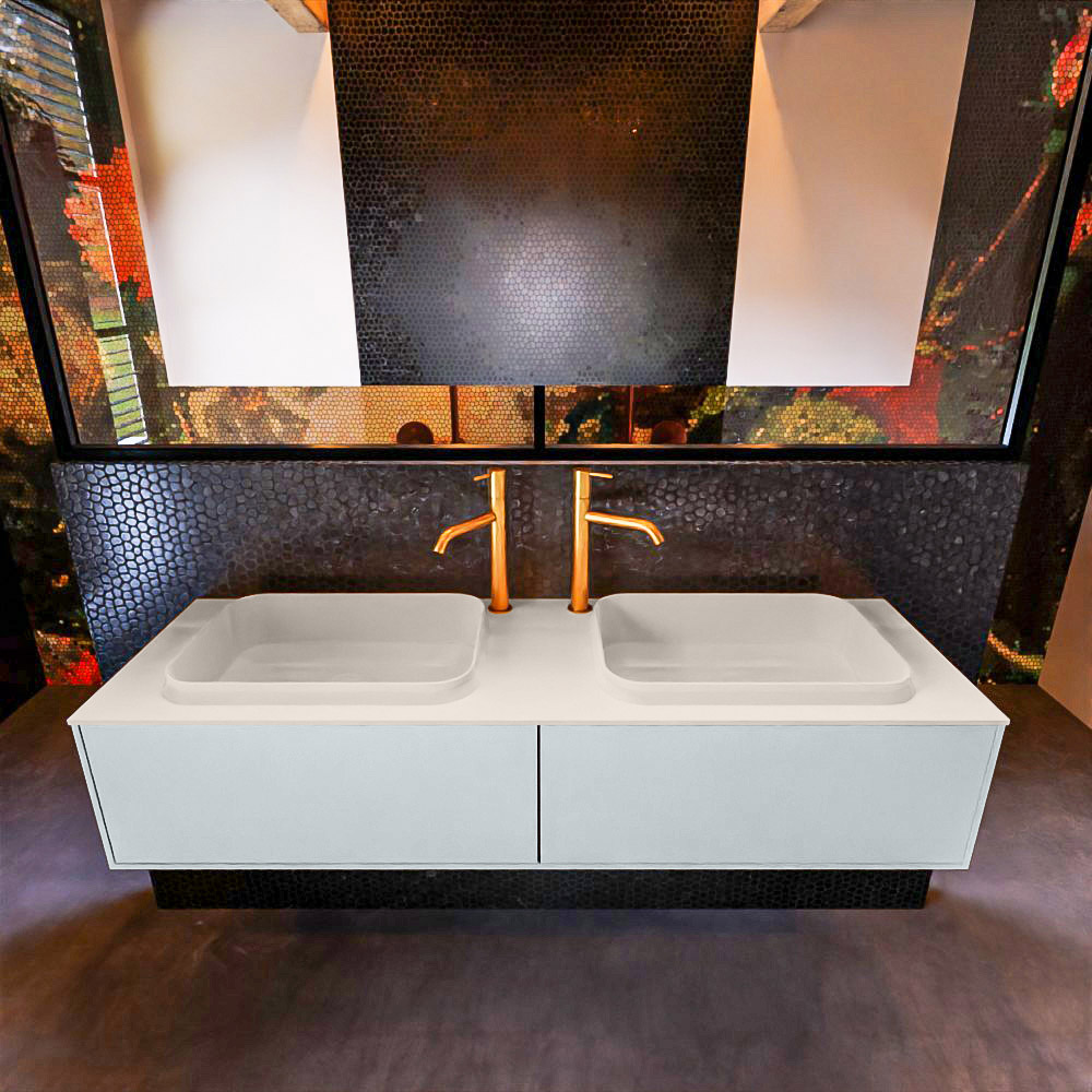 MONDIAZ ERIN 150cm mueble de baño color Clay 2 cajones. Lavabo RIDGE Doble 2 orificios color Linen. 3 MONDIAZ ERIN 150cm mueble de baño color Clay 2 cajones. Lavabo RIDGE Doble 2 orificios color Linen. - Imagen 3