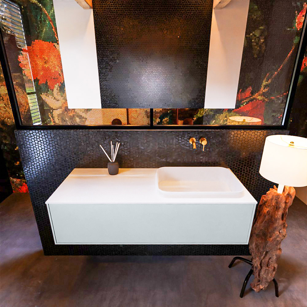 MONDIAZ ERIN 120cm mueble de baño color Clay 1 cajón. Lavabo RIDGE Derecho sin orificio color Talc. 3 MONDIAZ ERIN 120cm mueble de baño color Clay 1 cajón. Lavabo RIDGE Derecho sin orificio color Talc. - Imagen 3