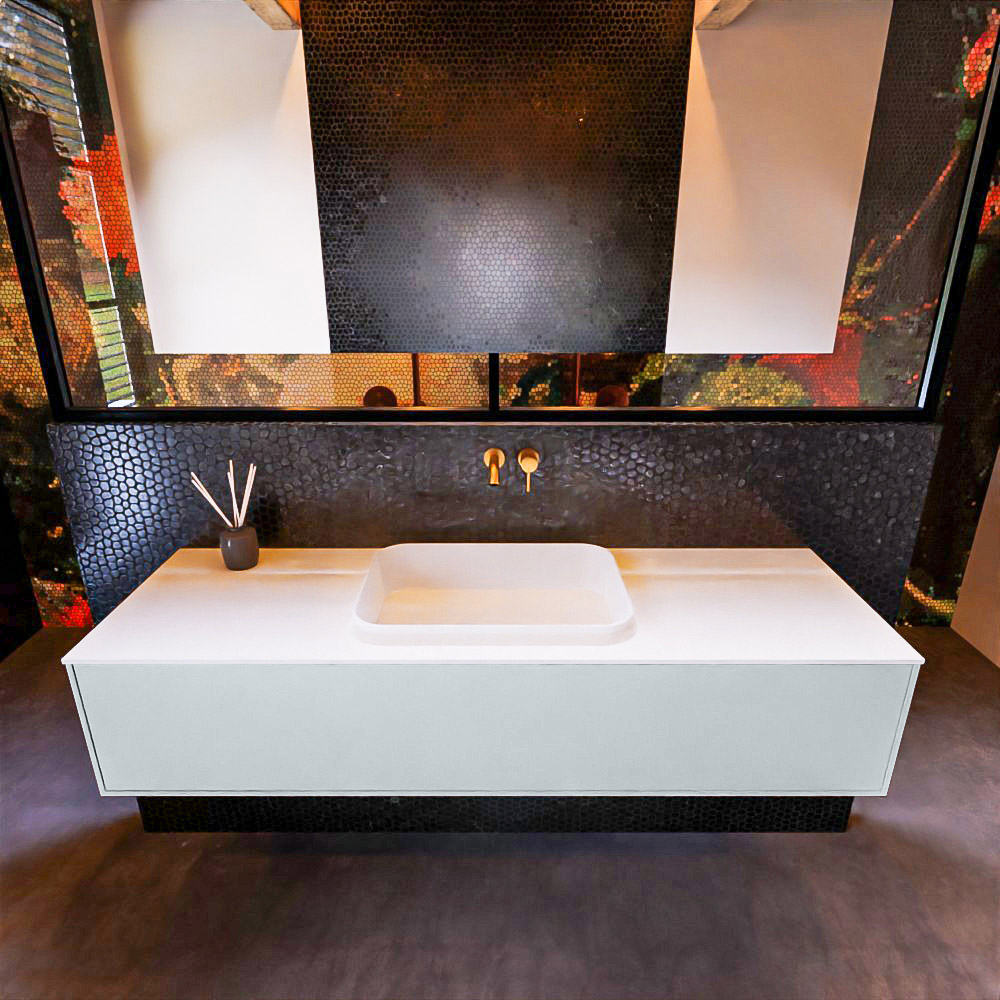 MONDIAZ ERIN 150cm mueble de baño color Clay 1 cajón. Lavabo RIDGE Centro sin orificio color Talc. 3 MONDIAZ ERIN 150cm mueble de baño color Clay 1 cajón. Lavabo RIDGE Centro sin orificio color Talc. - Imagen 3