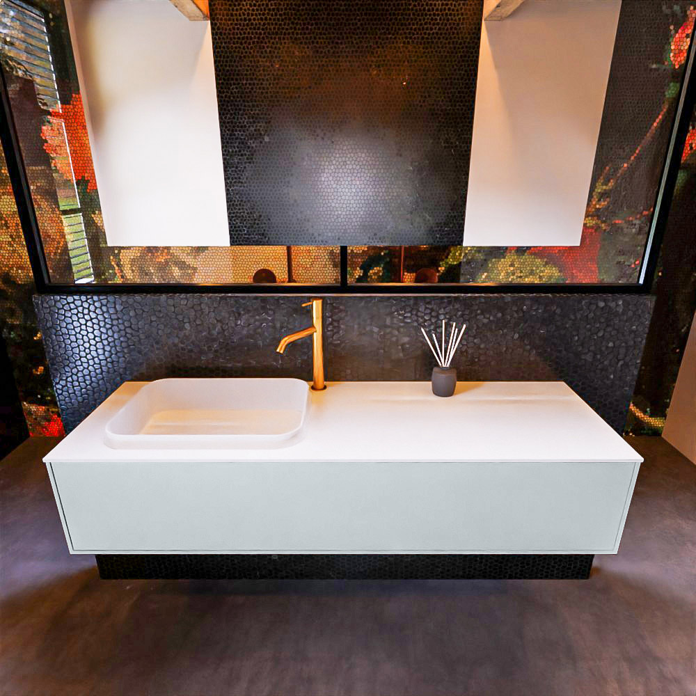 MONDIAZ ERIN 150cm mueble de baño color Clay 1 cajón. Lavabo RIDGE Izquierda 1 orificio color Talc. 3 MONDIAZ ERIN 150cm mueble de baño color Clay 1 cajón. Lavabo RIDGE Izquierda 1 orificio color Talc. - Imagen 3