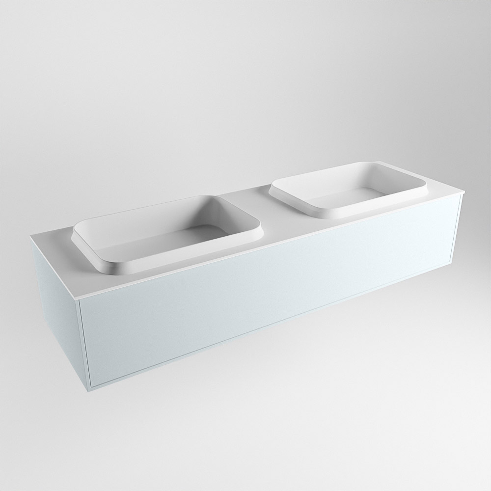 MONDIAZ ERIN 150cm mueble de baño color Clay 1 cajón. Lavabo RIDGE Doble 2 orificios color Talc. 4 MONDIAZ ERIN 150cm mueble de baño color Clay 1 cajón. Lavabo RIDGE Doble 2 orificios color Talc. - Imagen 4