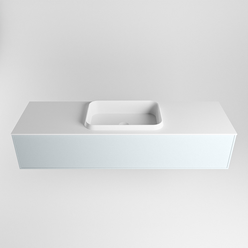 MONDIAZ ERIN 150cm mueble de baño color Clay 1 cajón. Lavabo RIDGE Centro sin orificio color Talc. 5 MONDIAZ ERIN 150cm mueble de baño color Clay 1 cajón. Lavabo RIDGE Centro sin orificio color Talc. - Imagen 5