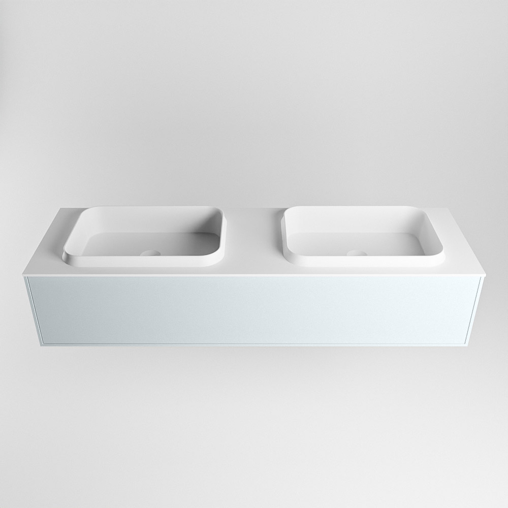 MONDIAZ ERIN 150cm mueble de baño color Clay 1 cajón. Lavabo RIDGE Doble sin orificio color Talc. 5 MONDIAZ ERIN 150cm mueble de baño color Clay 1 cajón. Lavabo RIDGE Doble sin orificio color Talc. - Imagen 5