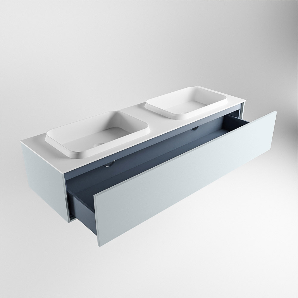 MONDIAZ ERIN 150cm mueble de baño color Clay 1 cajón. Lavabo RIDGE Doble sin orificio color Talc. 6 MONDIAZ ERIN 150cm mueble de baño color Clay 1 cajón. Lavabo RIDGE Doble sin orificio color Talc. - Imagen 6