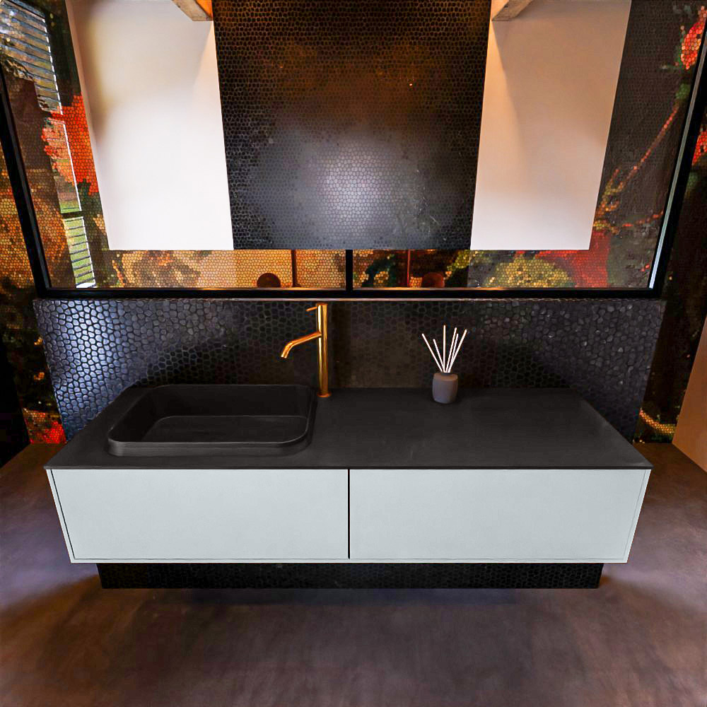 MONDIAZ ERIN 150cm mueble de baño color Clay 2 cajones. Lavabo RIDGE Izquierda 1 orificio color Urban. 3 MONDIAZ ERIN 150cm mueble de baño color Clay 2 cajones. Lavabo RIDGE Izquierda 1 orificio color Urban. - Imagen 3