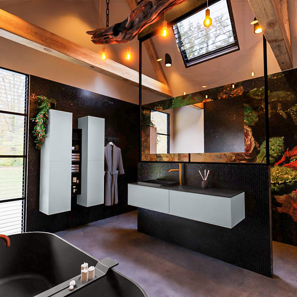 MONDIAZ ERIN 150cm mueble de baño color Clay 2 cajones. Lavabo RIDGE Izquierda 1 orificio color Urban. 2 MONDIAZ ERIN 150cm mueble de baño color Clay 2 cajones. Lavabo RIDGE Izquierda 1 orificio color Urban. - Imagen 2