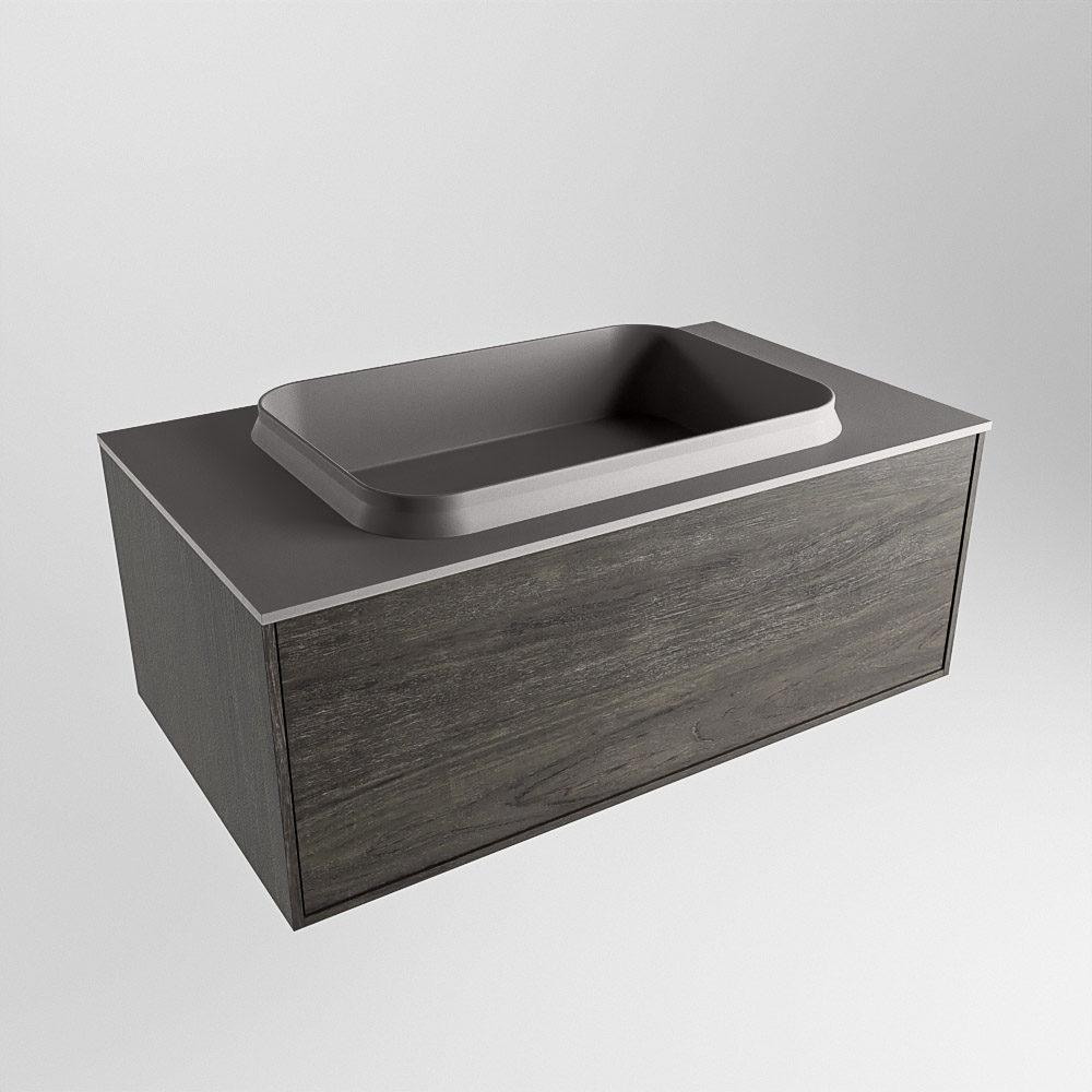 MONDIAZ ERIN 80cm mueble de baño color Dark Brown 1 cajón. Lavabo RIDGE Centro sin orificio color Dark Grey. 4 MONDIAZ ERIN 80cm mueble de baño color Dark Brown 1 cajón. Lavabo RIDGE Centro sin orificio color Dark Grey. - Imagen 4