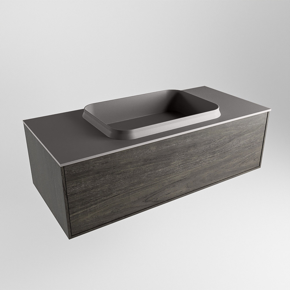 MONDIAZ ERIN 100cm mueble de baño color Dark Brown 1 cajón. Lavabo RIDGE Centro 1 orificio color Dark Grey. 4 MONDIAZ ERIN 100cm mueble de baño color Dark Brown 1 cajón. Lavabo RIDGE Centro 1 orificio color Dark Grey. - Imagen 4