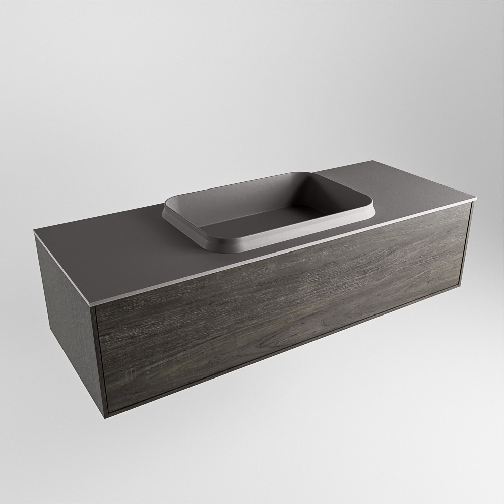 MONDIAZ ERIN 120cm mueble de baño color Dark Brown 1 cajón. Lavabo RIDGE Centro sin orificio color Dark Grey. 4 MONDIAZ ERIN 120cm mueble de baño color Dark Brown 1 cajón. Lavabo RIDGE Centro sin orificio color Dark Grey. - Imagen 4