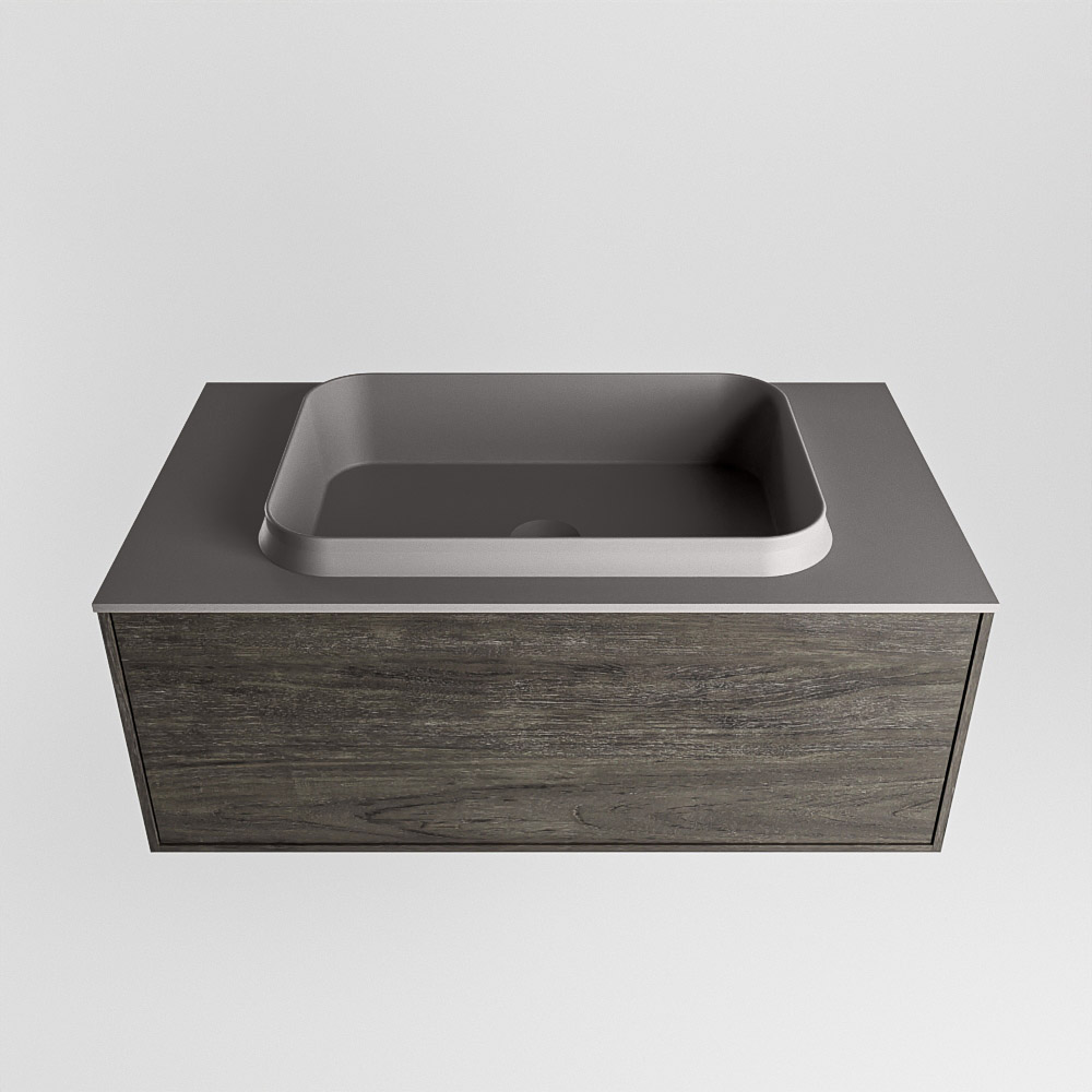 MONDIAZ ERIN 80cm mueble de baño color Dark Brown 1 cajón. Lavabo RIDGE Centro sin orificio color Dark Grey. 5 MONDIAZ ERIN 80cm mueble de baño color Dark Brown 1 cajón. Lavabo RIDGE Centro sin orificio color Dark Grey. - Imagen 5