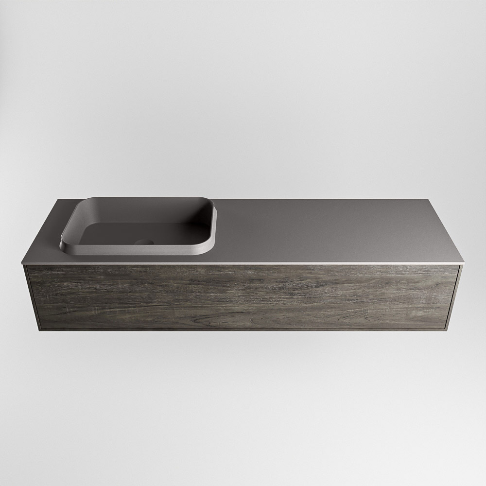 MONDIAZ ERIN 150cm mueble de baño color Dark Brown 1 cajón. Lavabo RIDGE Izquierda sin orificio color Dark Grey. 5 MONDIAZ ERIN 150cm mueble de baño color Dark Brown 1 cajón. Lavabo RIDGE Izquierda sin orificio color Dark Grey. - Imagen 5