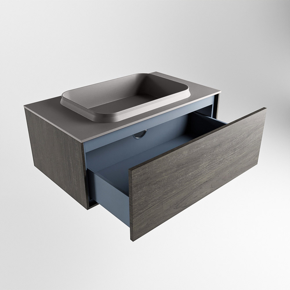 MONDIAZ ERIN 80cm mueble de baño color Dark Brown 1 cajón. Lavabo RIDGE Centro sin orificio color Dark Grey. 6 MONDIAZ ERIN 80cm mueble de baño color Dark Brown 1 cajón. Lavabo RIDGE Centro sin orificio color Dark Grey. - Imagen 6