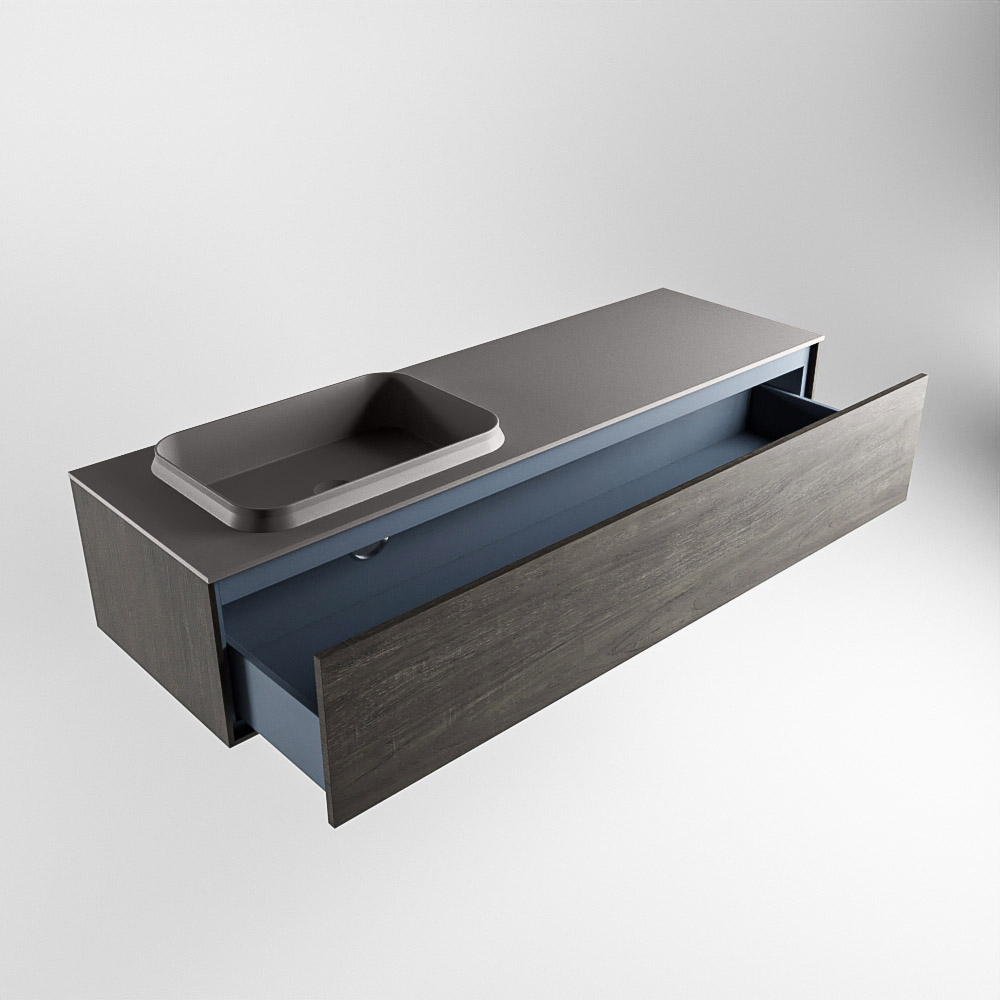 MONDIAZ ERIN 150cm mueble de baño color Dark Brown 1 cajón. Lavabo RIDGE Izquierda sin orificio color Dark Grey. 6 MONDIAZ ERIN 150cm mueble de baño color Dark Brown 1 cajón. Lavabo RIDGE Izquierda sin orificio color Dark Grey. - Imagen 6