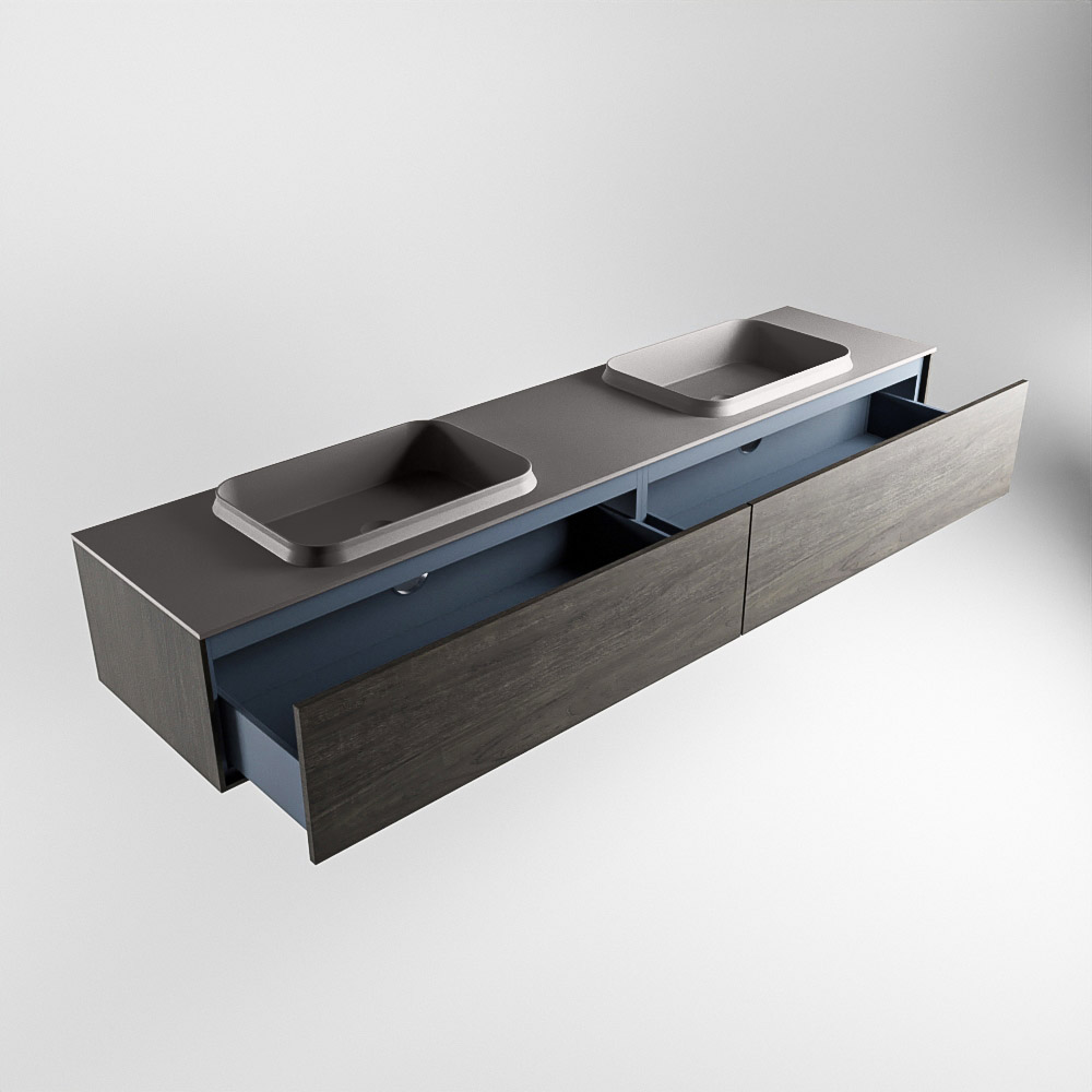MONDIAZ ERIN 200cm mueble de baño color Dark Brown 2 cajones. Lavabo RIDGE Doble sin orificio color Dark Grey. 6 MONDIAZ ERIN 200cm mueble de baño color Dark Brown 2 cajones. Lavabo RIDGE Doble sin orificio color Dark Grey. - Imagen 6