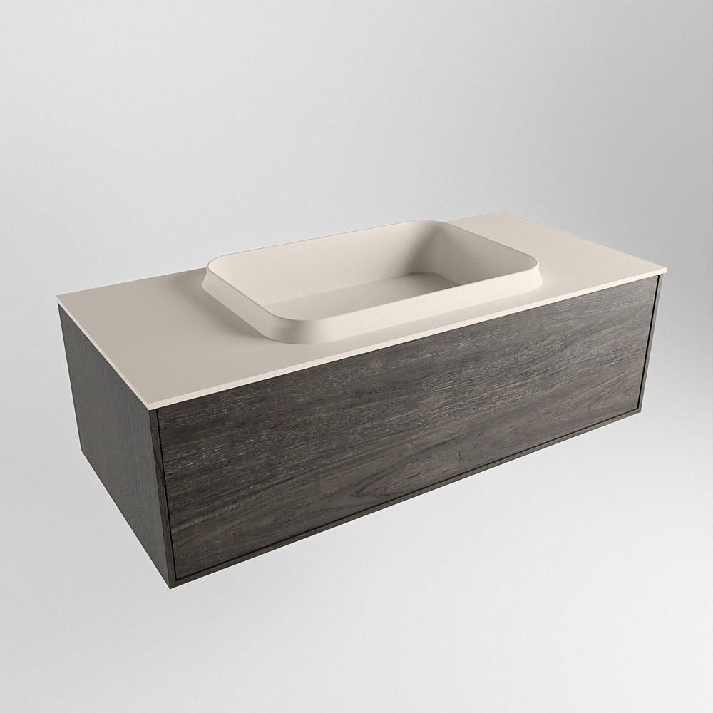 MONDIAZ ERIN 100cm mueble de baño color Dark Brown 1 cajón. Lavabo RIDGE Centro sin orificio color Linen. 4 MONDIAZ ERIN 100cm mueble de baño color Dark Brown 1 cajón. Lavabo RIDGE Centro sin orificio color Linen. - Imagen 4