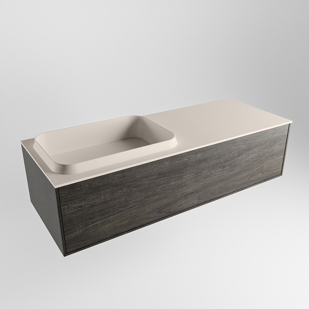MONDIAZ ERIN 120cm mueble de baño color Dark Brown 1 cajón. Lavabo RIDGE Izquierda 1 orificio color Linen. 4 MONDIAZ ERIN 120cm mueble de baño color Dark Brown 1 cajón. Lavabo RIDGE Izquierda 1 orificio color Linen. - Imagen 4