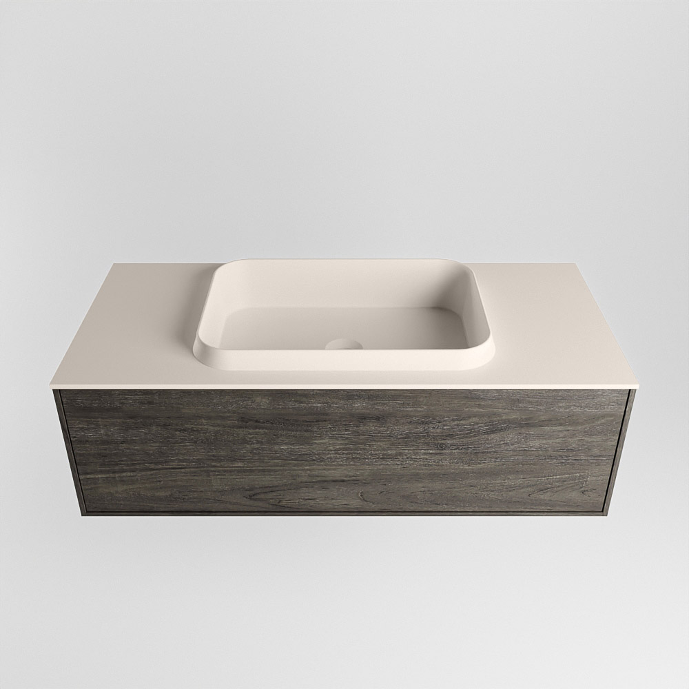 MONDIAZ ERIN 100cm mueble de baño color Dark Brown 1 cajón. Lavabo RIDGE Centro sin orificio color Linen. 5 MONDIAZ ERIN 100cm mueble de baño color Dark Brown 1 cajón. Lavabo RIDGE Centro sin orificio color Linen. - Imagen 5