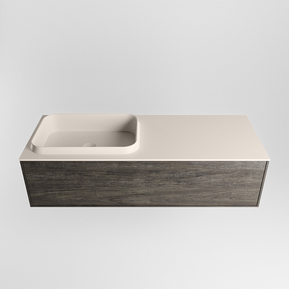 MONDIAZ ERIN 120cm mueble de baño color Dark Brown 1 cajón. Lavabo RIDGE Izquierda 1 orificio color Linen. 5 MONDIAZ ERIN 120cm mueble de baño color Dark Brown 1 cajón. Lavabo RIDGE Izquierda 1 orificio color Linen. - Imagen 5