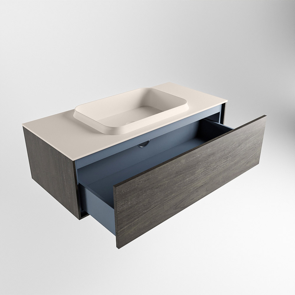 MONDIAZ ERIN 100cm mueble de baño color Dark Brown 1 cajón. Lavabo RIDGE Centro sin orificio color Linen. 6 MONDIAZ ERIN 100cm mueble de baño color Dark Brown 1 cajón. Lavabo RIDGE Centro sin orificio color Linen. - Imagen 6
