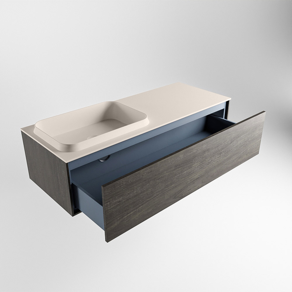 MONDIAZ ERIN 120cm mueble de baño color Dark Brown 1 cajón. Lavabo RIDGE Izquierda 1 orificio color Linen. 6 MONDIAZ ERIN 120cm mueble de baño color Dark Brown 1 cajón. Lavabo RIDGE Izquierda 1 orificio color Linen. - Imagen 6