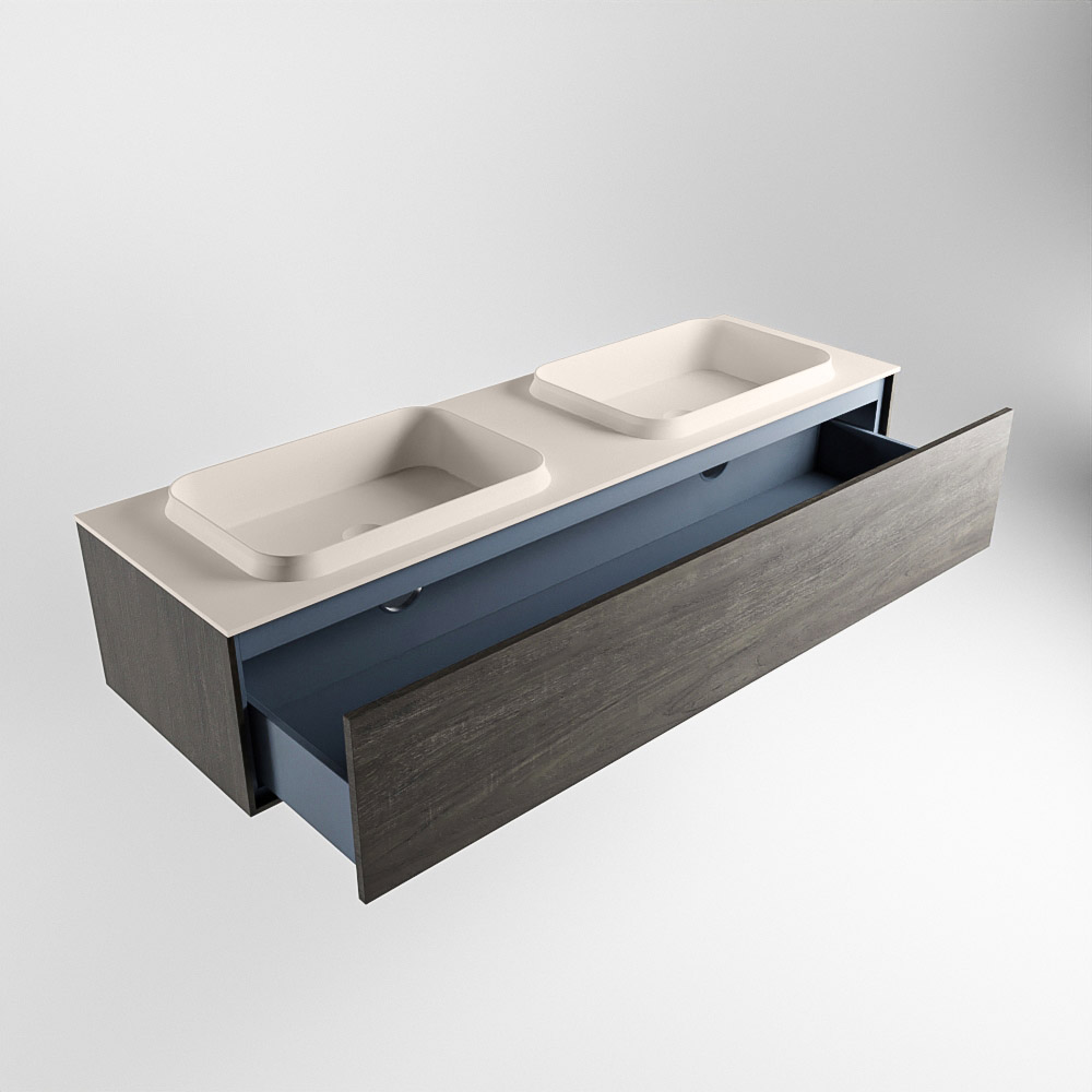 MONDIAZ ERIN 150cm mueble de baño color Dark Brown 1 cajón. Lavabo RIDGE Doble sin orificio color Linen. 6 MONDIAZ ERIN 150cm mueble de baño color Dark Brown 1 cajón. Lavabo RIDGE Doble sin orificio color Linen. - Imagen 6