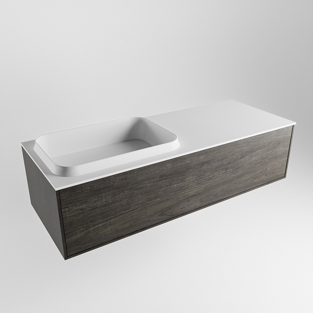 MONDIAZ ERIN 120cm mueble de baño color Dark Brown 1 cajón. Lavabo RIDGE Izquierda sin orificio color Talc. 4 MONDIAZ ERIN 120cm mueble de baño color Dark Brown 1 cajón. Lavabo RIDGE Izquierda sin orificio color Talc. - Imagen 4