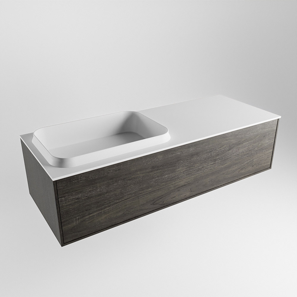 MONDIAZ ERIN 120cm mueble de baño color Dark Brown 1 cajón. Lavabo RIDGE Izquierda 1 orificio color Talc. 4 MONDIAZ ERIN 120cm mueble de baño color Dark Brown 1 cajón. Lavabo RIDGE Izquierda 1 orificio color Talc. - Imagen 4