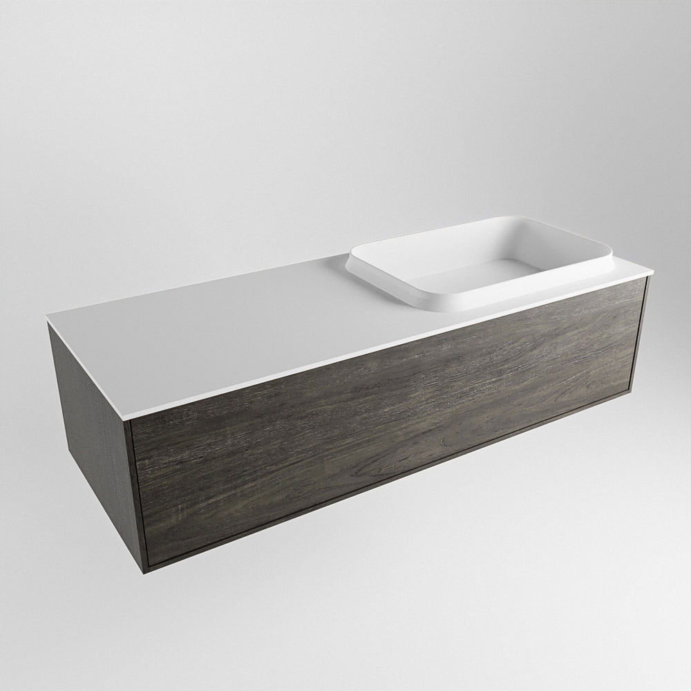 MONDIAZ ERIN 120cm mueble de baño color Dark Brown 1 cajón. Lavabo RIDGE Derecho 1 orificio color Talc. 4 MONDIAZ ERIN 120cm mueble de baño color Dark Brown 1 cajón. Lavabo RIDGE Derecho 1 orificio color Talc. - Imagen 4