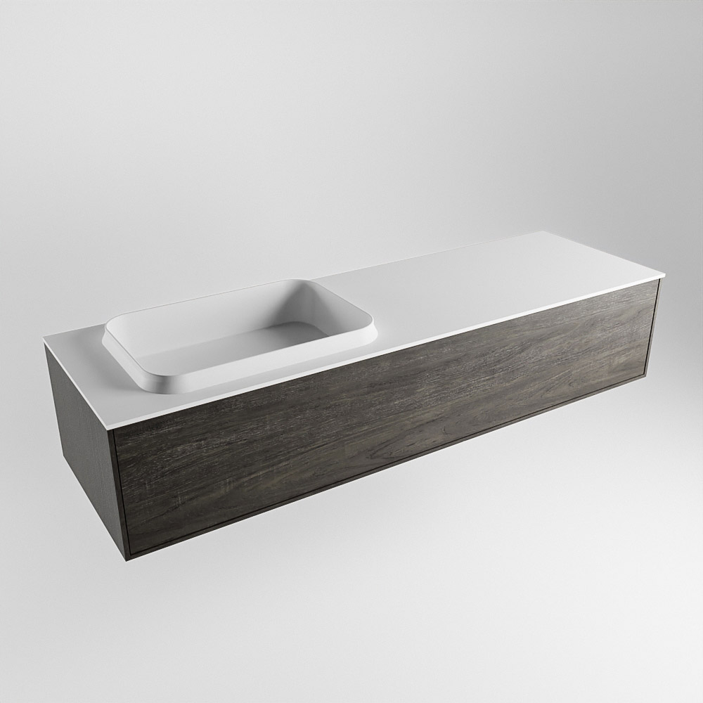 MONDIAZ ERIN 150cm mueble de baño color Dark Brown 1 cajón. Lavabo RIDGE Izquierda sin orificio color Talc. 4 MONDIAZ ERIN 150cm mueble de baño color Dark Brown 1 cajón. Lavabo RIDGE Izquierda sin orificio color Talc. - Imagen 4