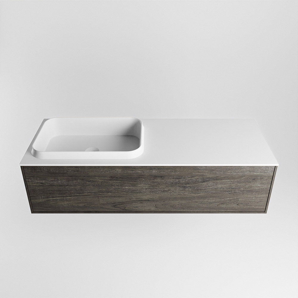 MONDIAZ ERIN 120cm mueble de baño color Dark Brown 1 cajón. Lavabo RIDGE Izquierda sin orificio color Talc. 5 MONDIAZ ERIN 120cm mueble de baño color Dark Brown 1 cajón. Lavabo RIDGE Izquierda sin orificio color Talc. - Imagen 5