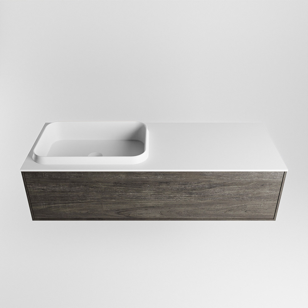MONDIAZ ERIN 120cm mueble de baño color Dark Brown 1 cajón. Lavabo RIDGE Izquierda 1 orificio color Talc. 5 MONDIAZ ERIN 120cm mueble de baño color Dark Brown 1 cajón. Lavabo RIDGE Izquierda 1 orificio color Talc. - Imagen 5