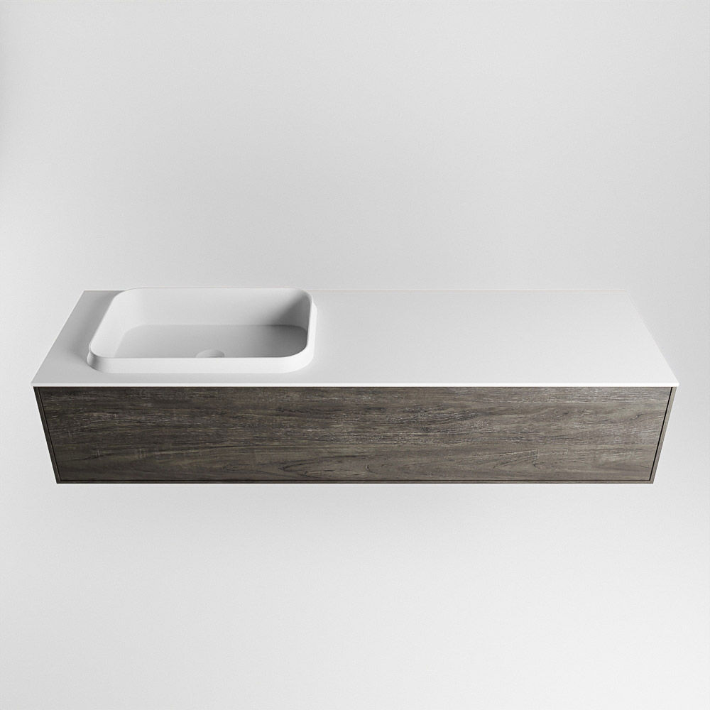 MONDIAZ ERIN 150cm mueble de baño color Dark Brown 1 cajón. Lavabo RIDGE Izquierda sin orificio color Talc. 5 MONDIAZ ERIN 150cm mueble de baño color Dark Brown 1 cajón. Lavabo RIDGE Izquierda sin orificio color Talc. - Imagen 5