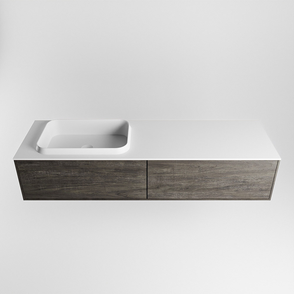 MONDIAZ ERIN 150cm mueble de baño color Dark Brown 2 cajones. Lavabo RIDGE Izquierda 1 orificio color Talc. 5 MONDIAZ ERIN 150cm mueble de baño color Dark Brown 2 cajones. Lavabo RIDGE Izquierda 1 orificio color Talc. - Imagen 5