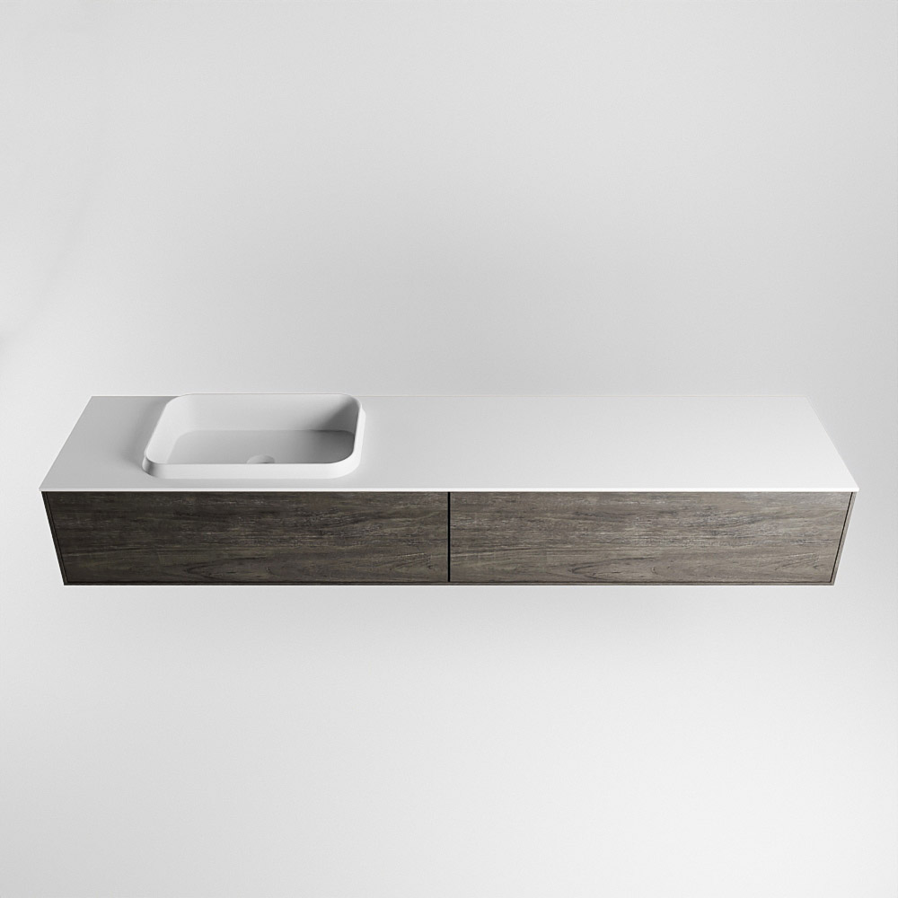 MONDIAZ ERIN 200cm mueble de baño color Dark Brown 2 cajones. Lavabo RIDGE Izquierda 1 orificio color Talc. 5 MONDIAZ ERIN 200cm mueble de baño color Dark Brown 2 cajones. Lavabo RIDGE Izquierda 1 orificio color Talc. - Imagen 5