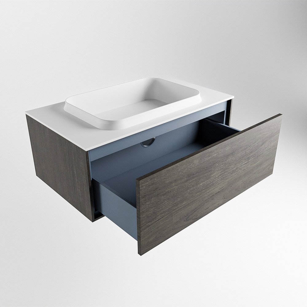 MONDIAZ ERIN 80cm mueble de baño color Dark Brown 1 cajón. Lavabo RIDGE Centro sin orificio color Talc. 6 MONDIAZ ERIN 80cm mueble de baño color Dark Brown 1 cajón. Lavabo RIDGE Centro sin orificio color Talc. - Imagen 6