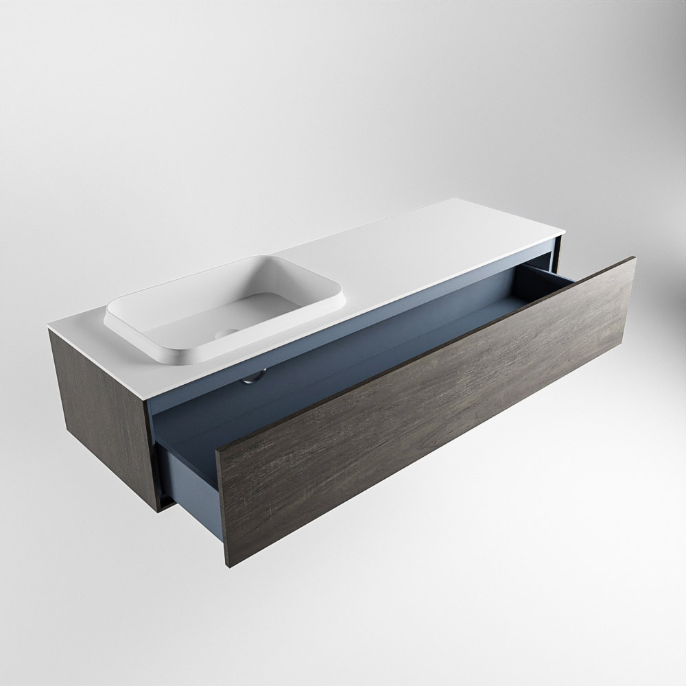 MONDIAZ ERIN 150cm mueble de baño color Dark Brown 1 cajón. Lavabo RIDGE Izquierda sin orificio color Talc. 6 MONDIAZ ERIN 150cm mueble de baño color Dark Brown 1 cajón. Lavabo RIDGE Izquierda sin orificio color Talc. - Imagen 6