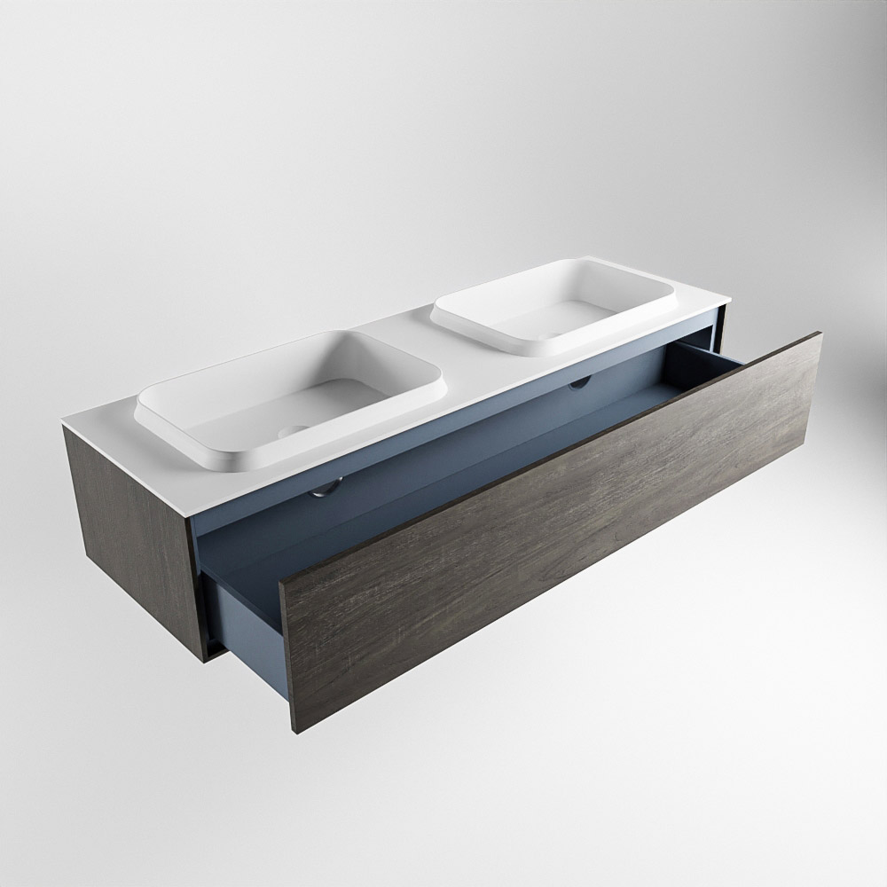 MONDIAZ ERIN 150cm mueble de baño color Dark Brown 1 cajón. Lavabo RIDGE Doble sin orificio color Talc. 6 MONDIAZ ERIN 150cm mueble de baño color Dark Brown 1 cajón. Lavabo RIDGE Doble sin orificio color Talc. - Imagen 6