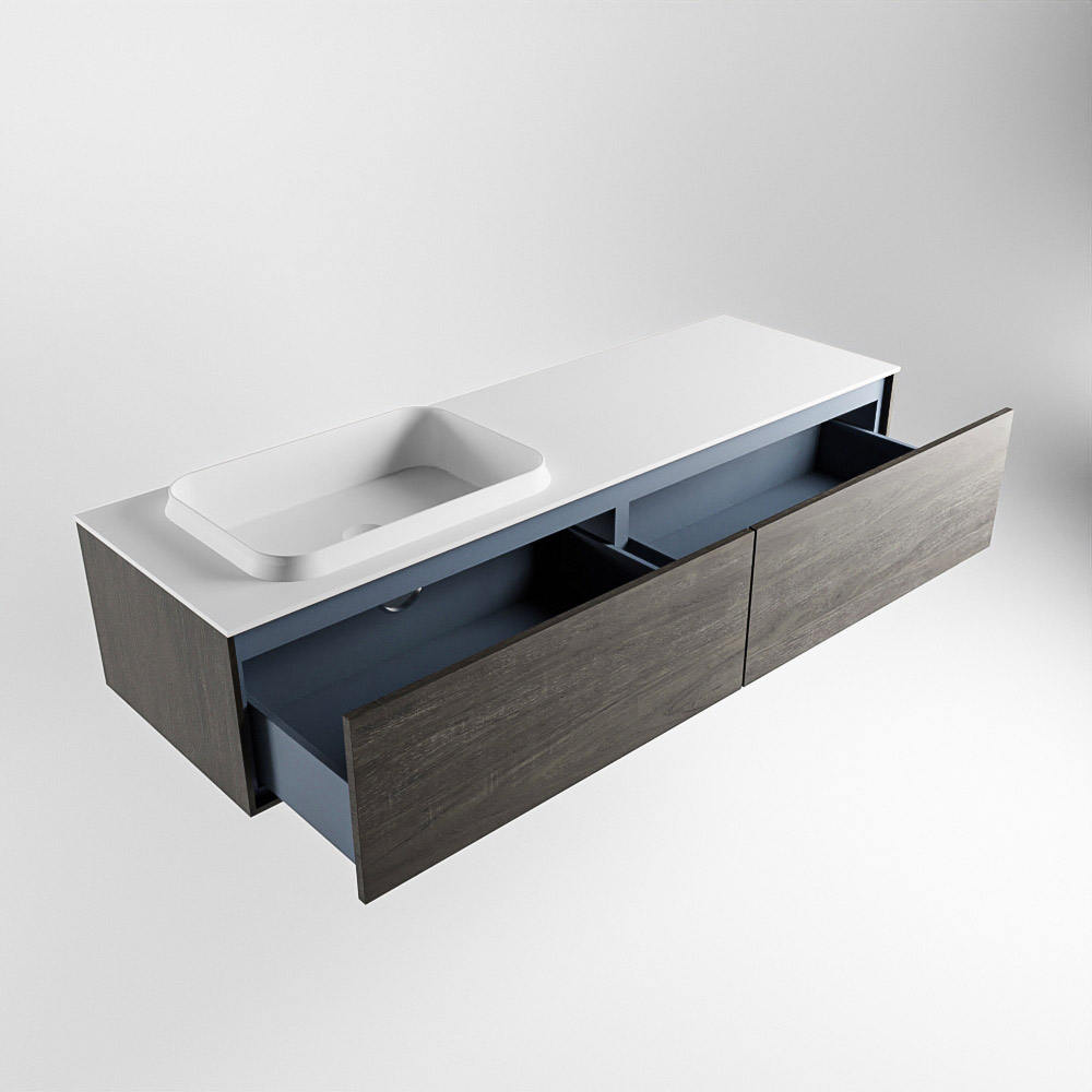 MONDIAZ ERIN 150cm mueble de baño color Dark Brown 2 cajones. Lavabo RIDGE Izquierda 1 orificio color Talc. 6 MONDIAZ ERIN 150cm mueble de baño color Dark Brown 2 cajones. Lavabo RIDGE Izquierda 1 orificio color Talc. - Imagen 6