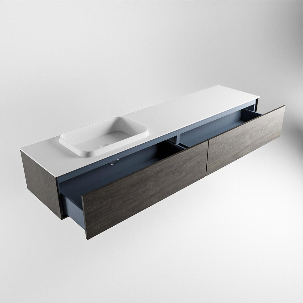 MONDIAZ ERIN 200cm mueble de baño color Dark Brown 2 cajones. Lavabo RIDGE Izquierda 1 orificio color Talc. 6 MONDIAZ ERIN 200cm mueble de baño color Dark Brown 2 cajones. Lavabo RIDGE Izquierda 1 orificio color Talc. - Imagen 6